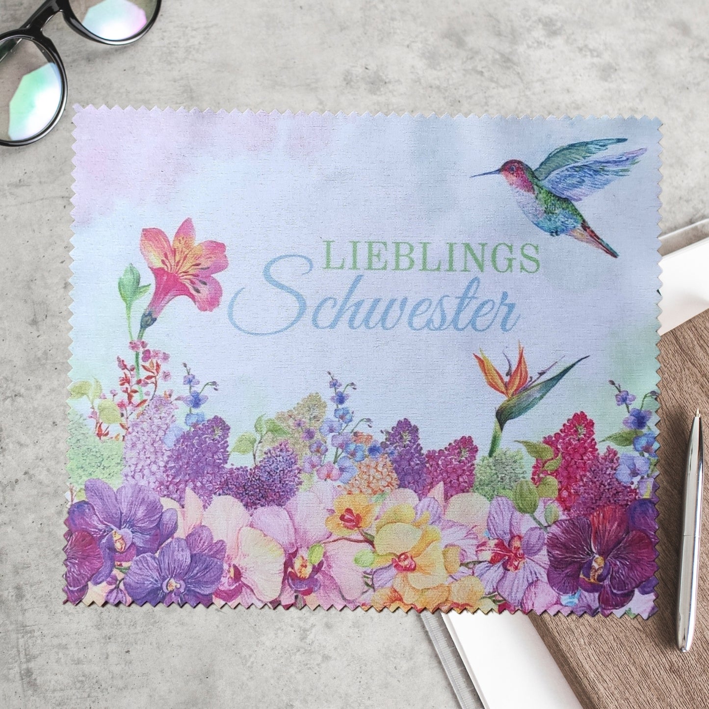 Reinigungstuch "Lieblingsschwester" - Kolibri