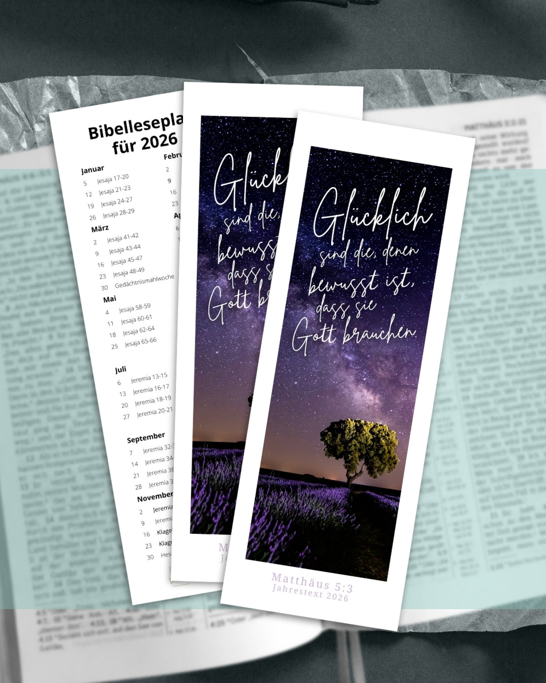Lesezeichen 2026 mit Bibelleseplan