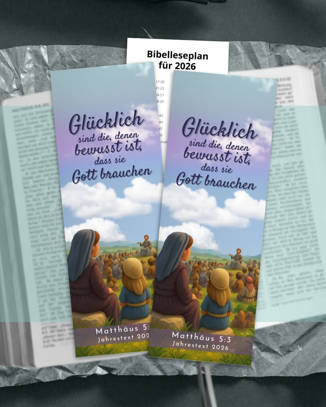 Lesezeichen 2026 mit Bibelleseplan