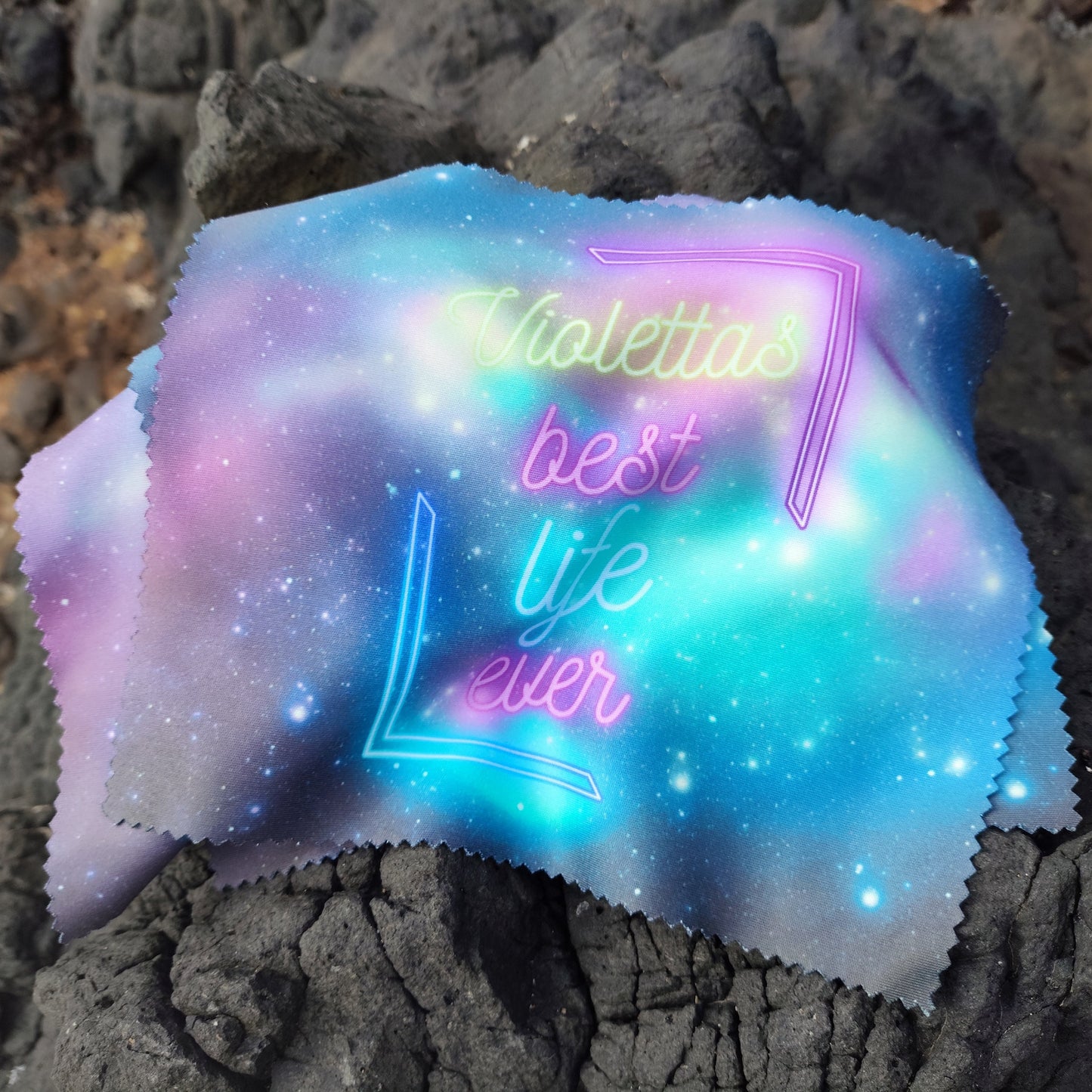 Personalisiertes Reinigungstuch ‚Best Life Ever‘ – Galaxie-Design mit deinem Namen