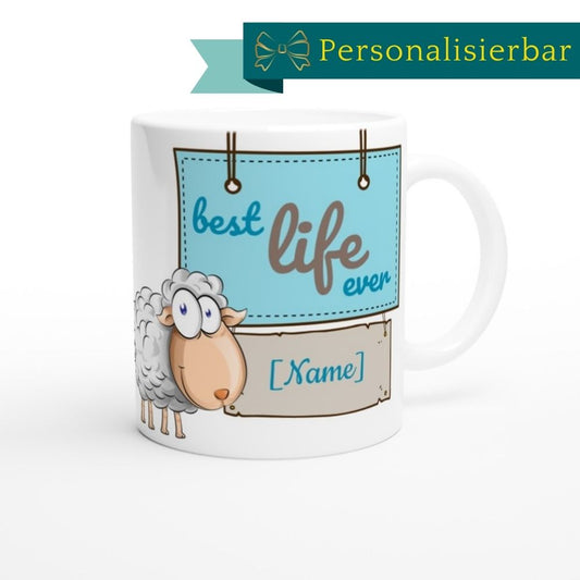 Tasse - "best life ever - Schaf" - personalisierbar