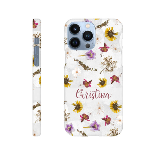 Handyhülle - Slim Case "Floral" mauve & gelb - personalisierbar