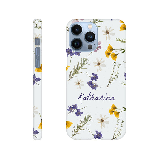 Handyhülle - Slim Case "Floral" blau & gelb - personalisierbar